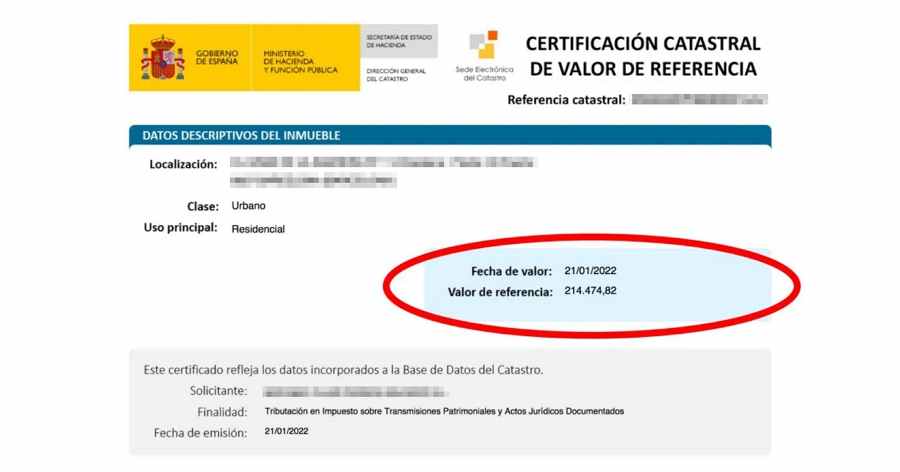 vender valor de referencia catastral